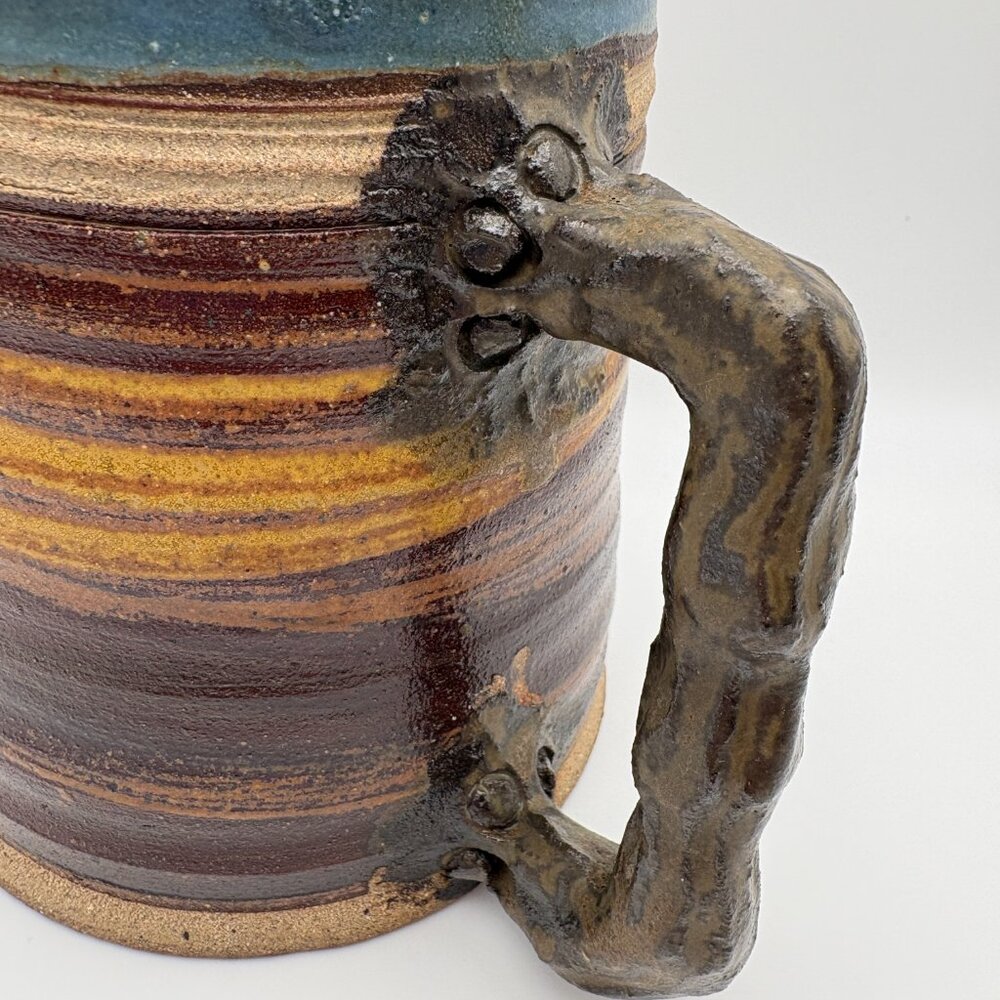 Canadian Rustic Vintage Pottery Tankard Earthtone Stoneware Mug  (SKU: 283MI) - Picture 5 of 10